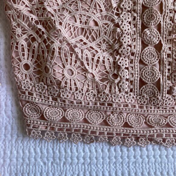 Amy Lynn Crochet Lace Blouse Leyla Women L Powder Pink Coquette‎ Cottagecore - Picture 7 of 16